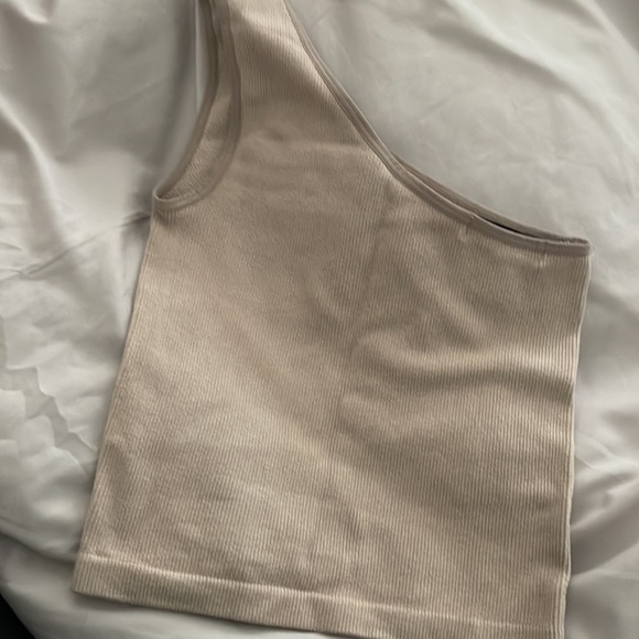 Beige Ribbed Crop Top - Picture 3 of 3